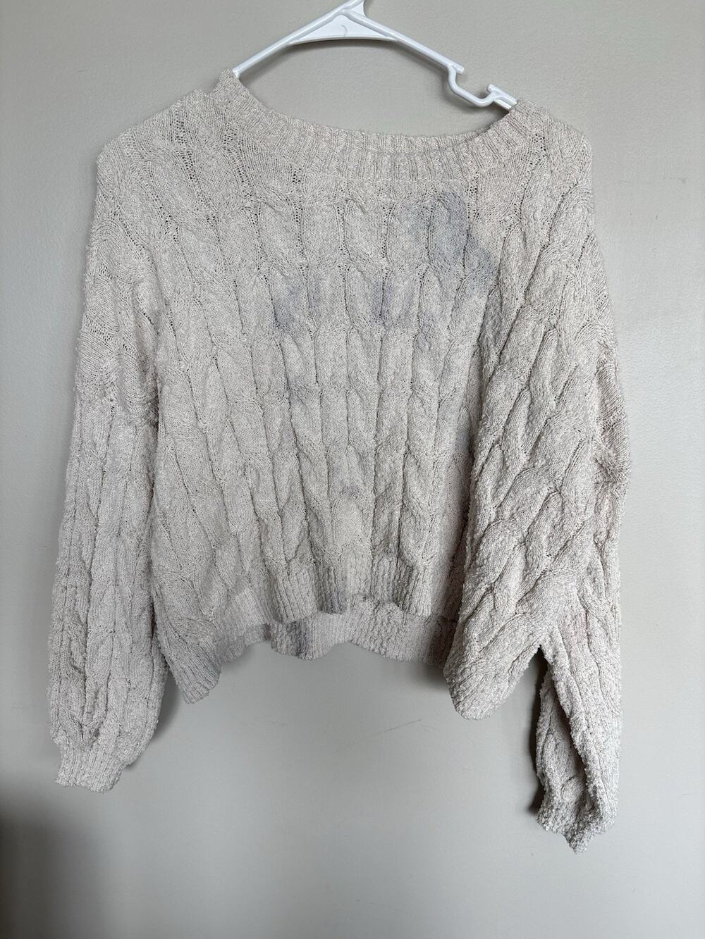 Altar’d State Women’s XS Cream Cable Knit Chenille Sweater Long Sleeve